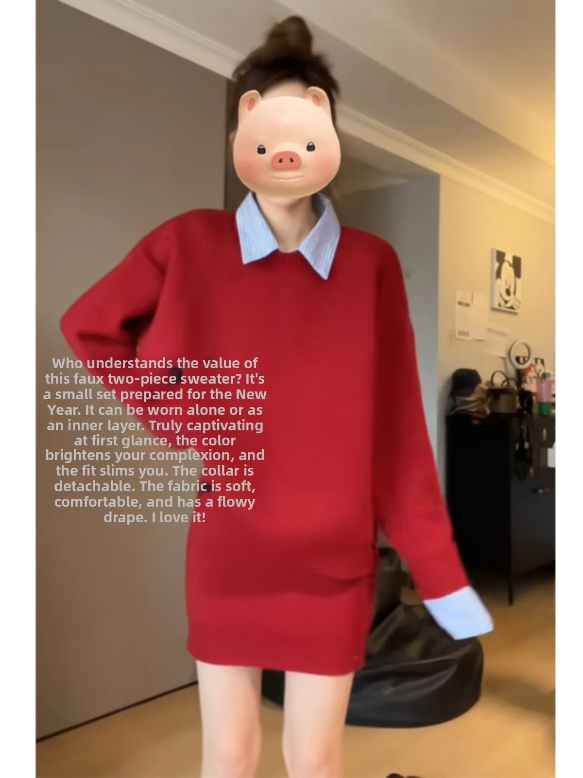 Conjunto de falda y suéter rojo para principios de otoño, traje de dos piezas de estilo coreano con sensaciones de alta gama,...