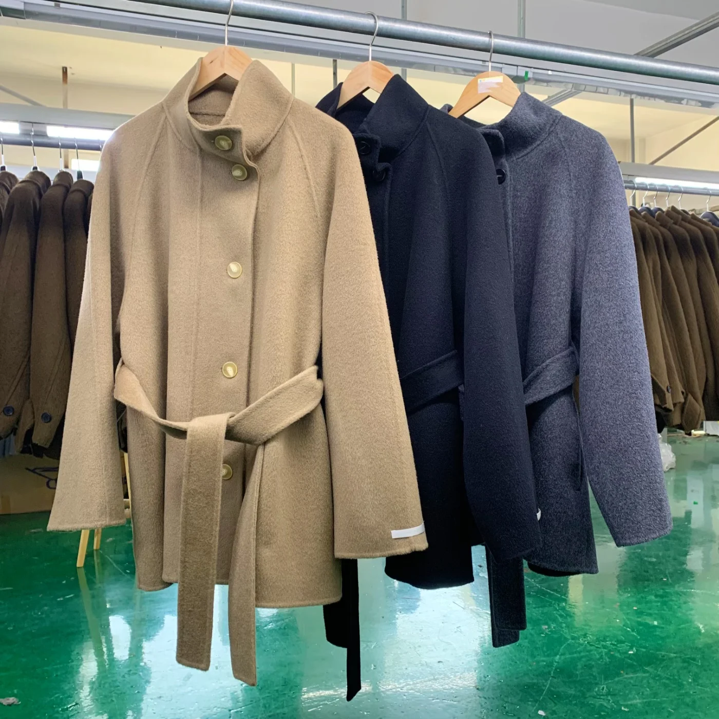 

Autumn Winter New Korean Double-sided Women Handmade Cashmere Coat Stand Collar Short Jacket Long Sleeve Versatile Style