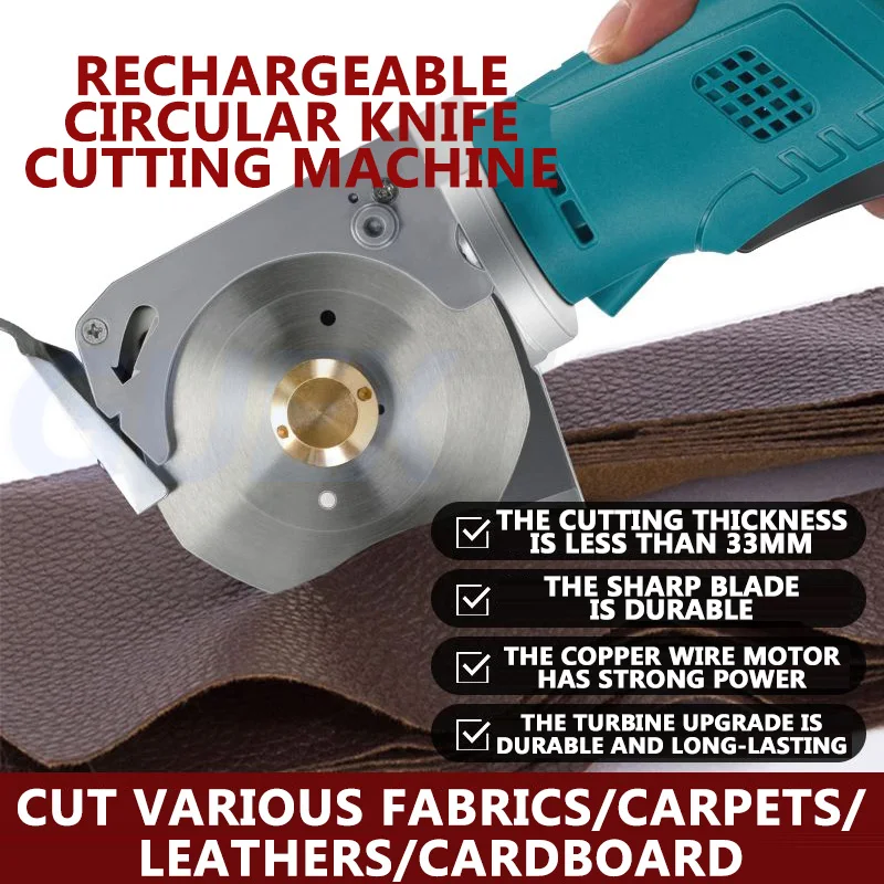 

12V Electric Round Scissors Cordless Electric Rotary Fabric Cutter Suitable Leather Paper Cutting Tool Kit With Lithium Battery