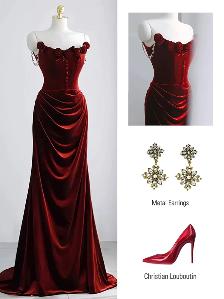 

Ele Red Fi Tail Wedding Dr Evening Gown Bridal Par Dr Cotail Dr Women's Formal Wear Sexy Strapl Long Dr