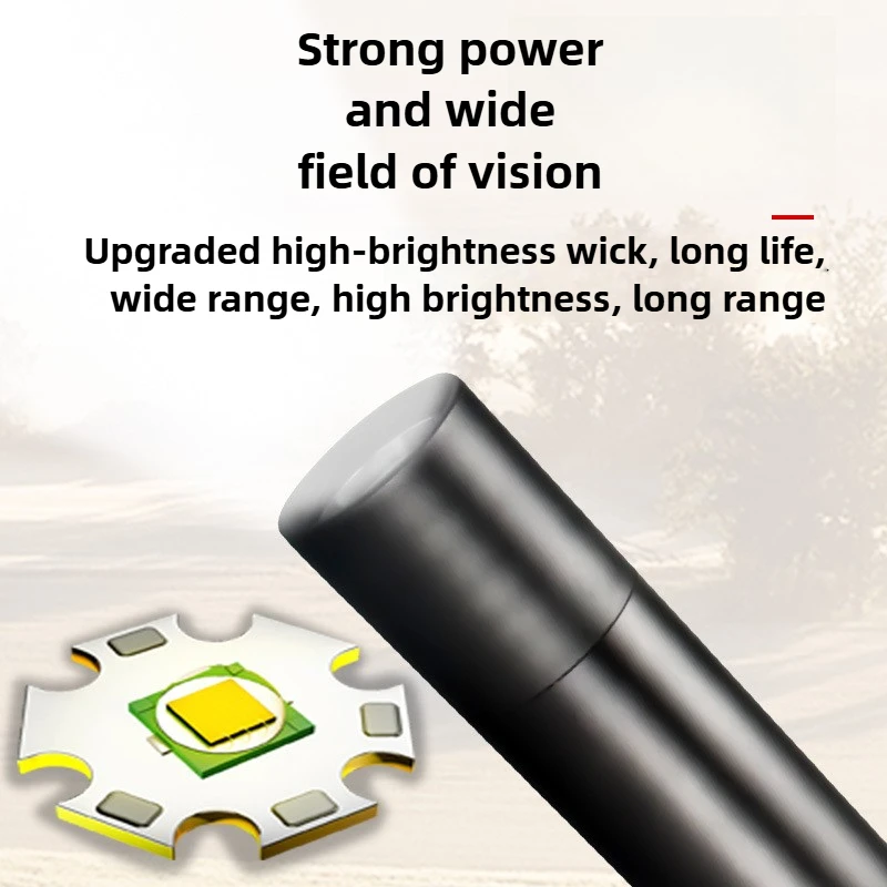 ไฟฉายความสว่างสูงไม้เบสบอลป้องกันตัวกันหมาป่า LED กลางแจ้ง USB ชาร์จได้ อลูมิเนียมอัลลอยด์ พาวเวอร์แบงค์