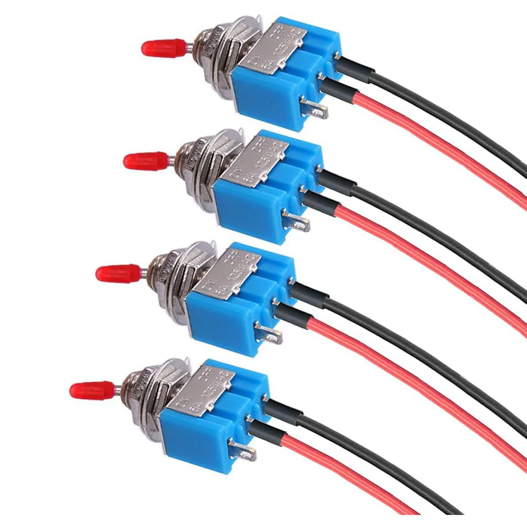 5PCS Toggle Switch,ON/Off SPST Switch with Pre-soldered Wire,3v/5v/12v/24v/72v/110v/220v/240v/Mini Toggle Switches for car,Truck