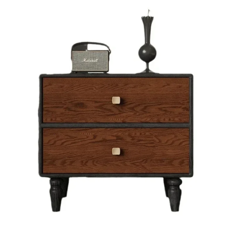 Full solid wood Sierra bedside table, retro style home bedroom simple red oak locker