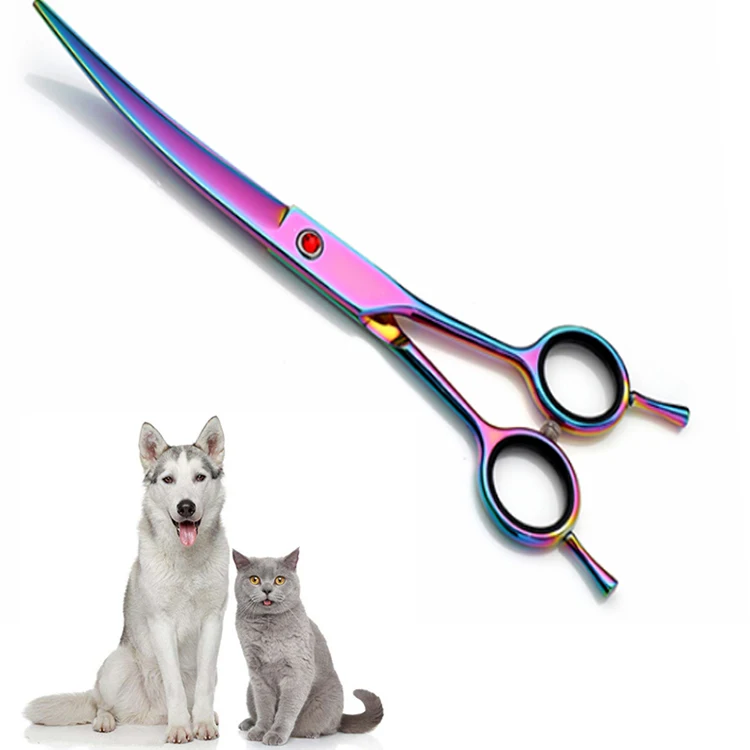 7 Inch Various Colors Professional Rounded Dog Grooming Scissors 5 in 1 Pet Hair Thinning Scissors For Cat And Dogs