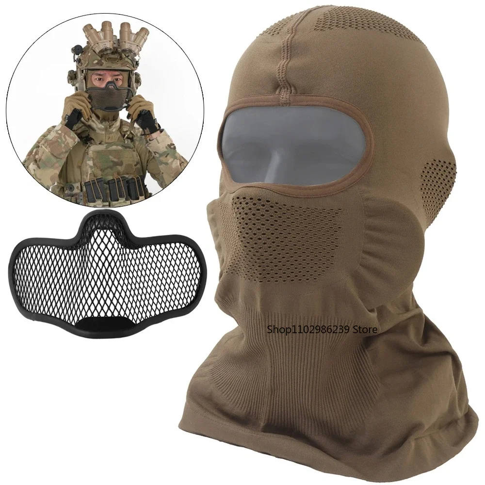 AliExpress NONE Tactical High Elastic Balaclava Full Face Mask Breathable Motorcycle Cycling Helmet Liner Sports Face Cover with Steel Mesh