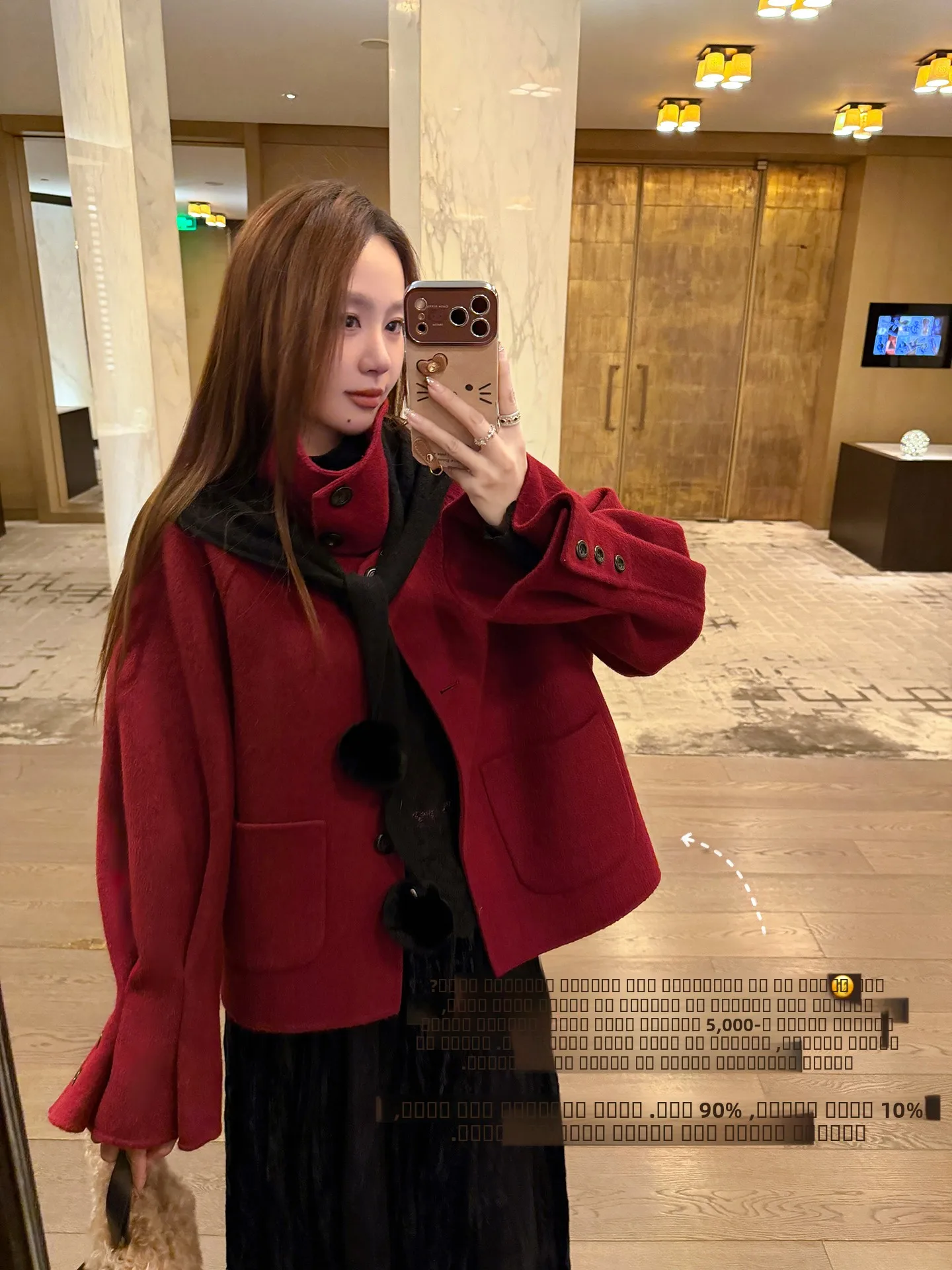 

Red Double-Faced Woolen Coat by Zhang ei with Rose Fraance ort And Sli Alpaca And Wool Blend Korean Sle Women's...