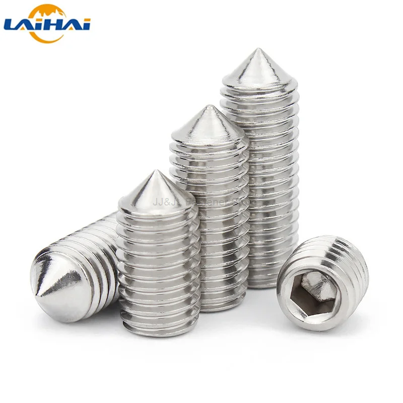 1/50pcs M5 M6 M8 M10 M12 M16 DIN914 304 stainless steel Hex Hexagon Socket Cone Point Grub Set Screw Allen Head Tapered End Bolt