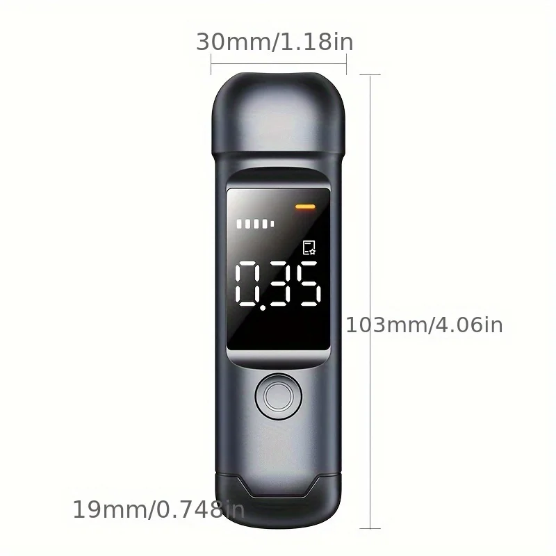 Digital Breathalyzer, Portable Alcohol Tester With LCD Display, Accurate And Sensitive, Continuous Detection Type-C Rechargeable