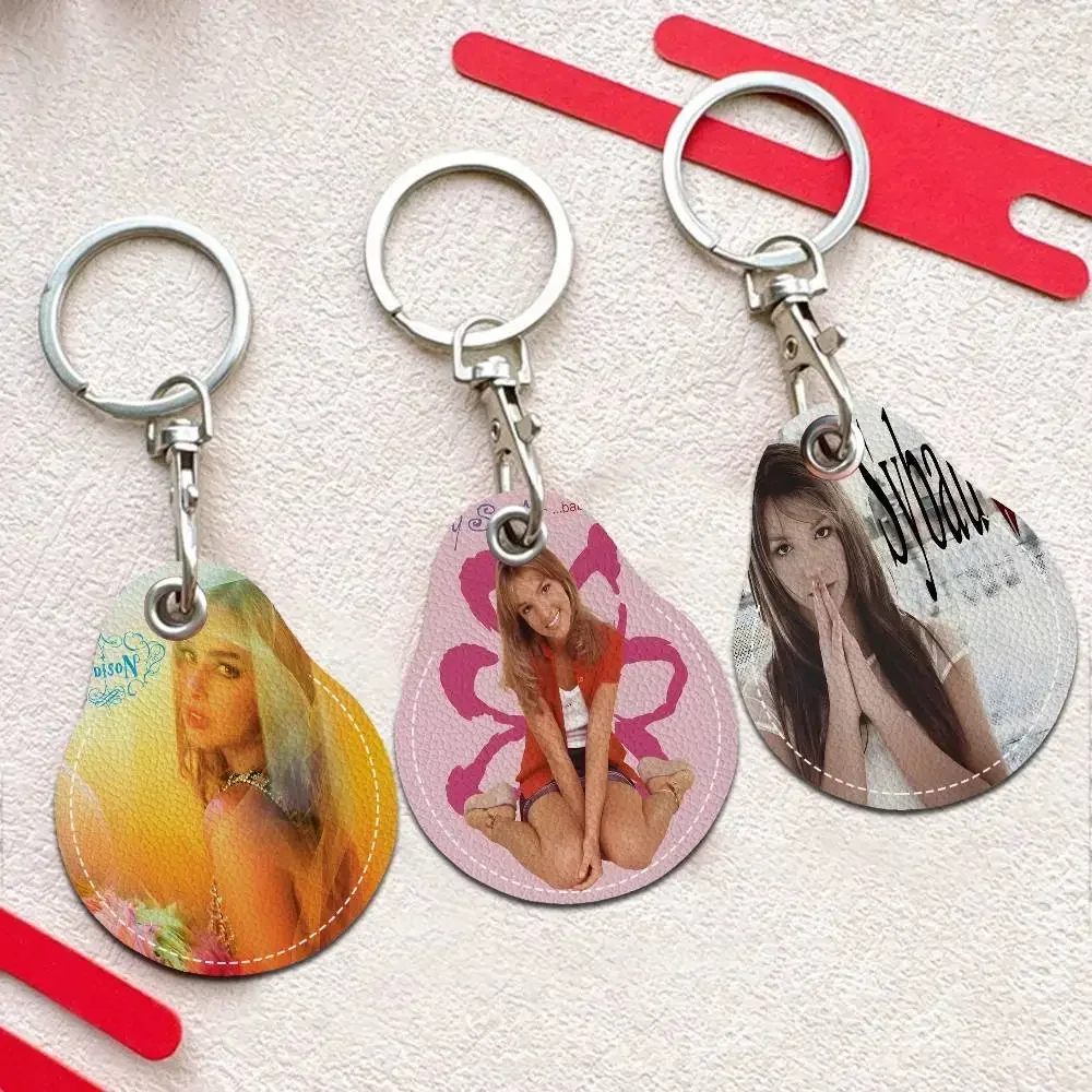 B-Britney-Spears Pop-Glamorous Keychain Access Card Bag Key Tag Ring Leather Card Holder Keychain Key Ring Door Lock Access Tags