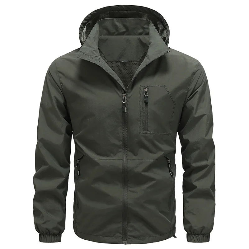 Chaqueta cortaviento ligera con capucha para senderismo masculino - imagen 3
