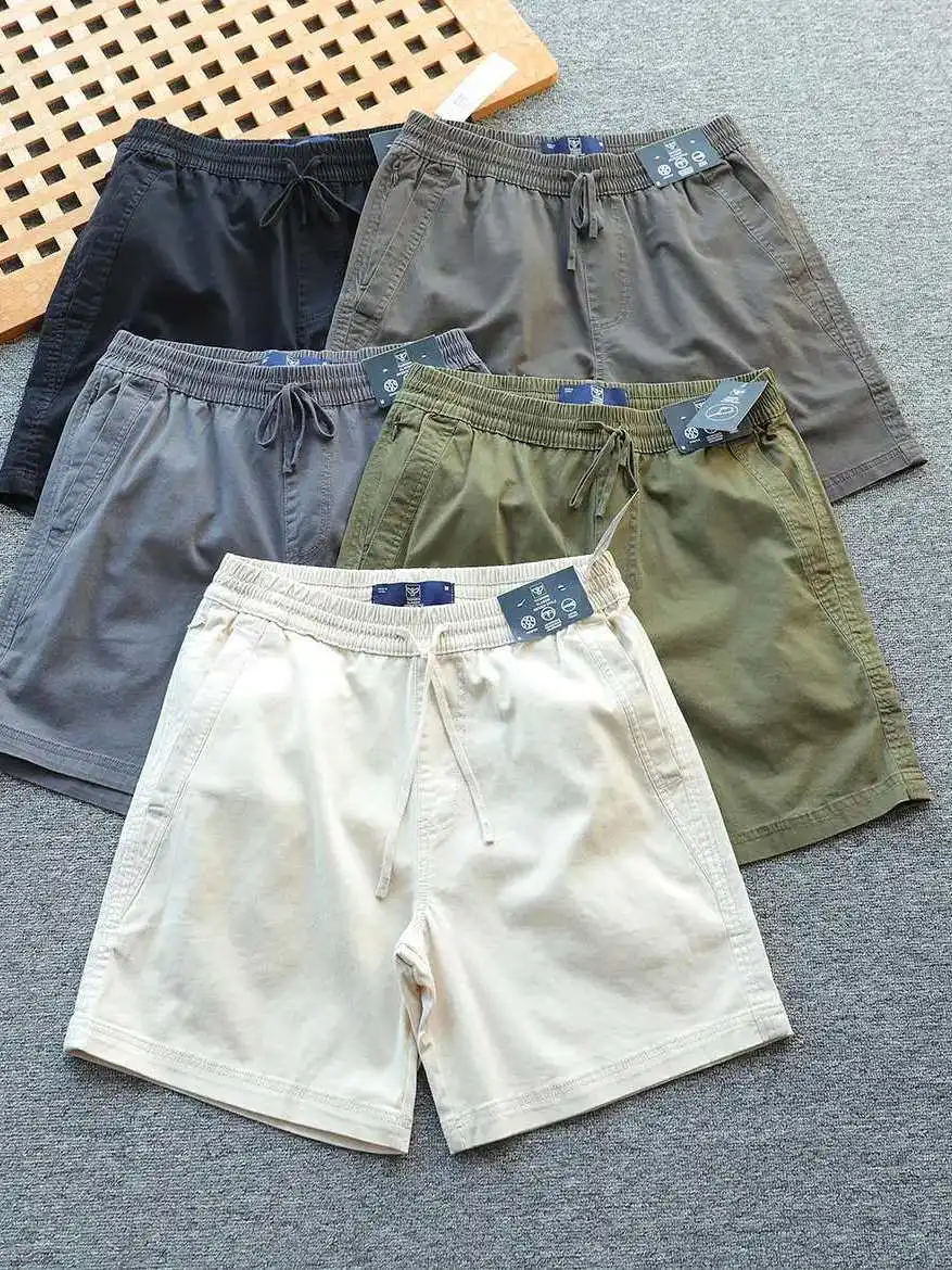

Men's Slim Fit Short Pants Pure Cotton Washed Light Weight Color Zipper Pocket Fashion Casual Summer Shorts