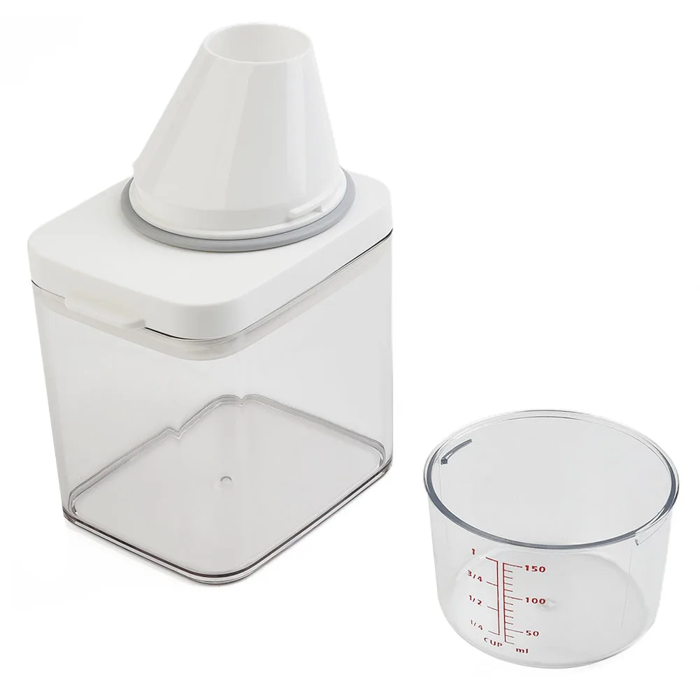 Laundry Powder Storage Tank, Cleaning Supplies Packaging Tank, Plastic Laundry Detergent Sealing Tank With Measuring Cup