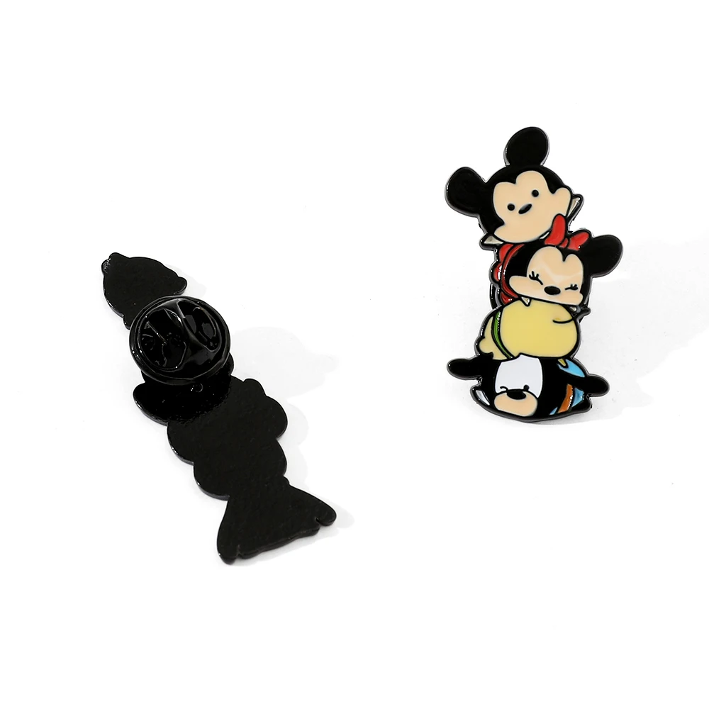 2 Pcs Fairy tale Cartoon Animation Brooch Cute Jenga Mickey Enamel Pin Backpack Clothing Jewelry Metal Badge Accessories