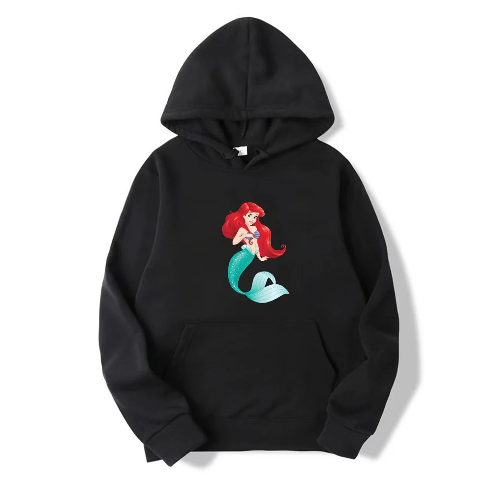 Disney Mermaid Princess Fashion Casual Women Hoodie Cartoon Anime Sweatshirt Spring Autumn Pink Kawaii Woman Oversized Pullover