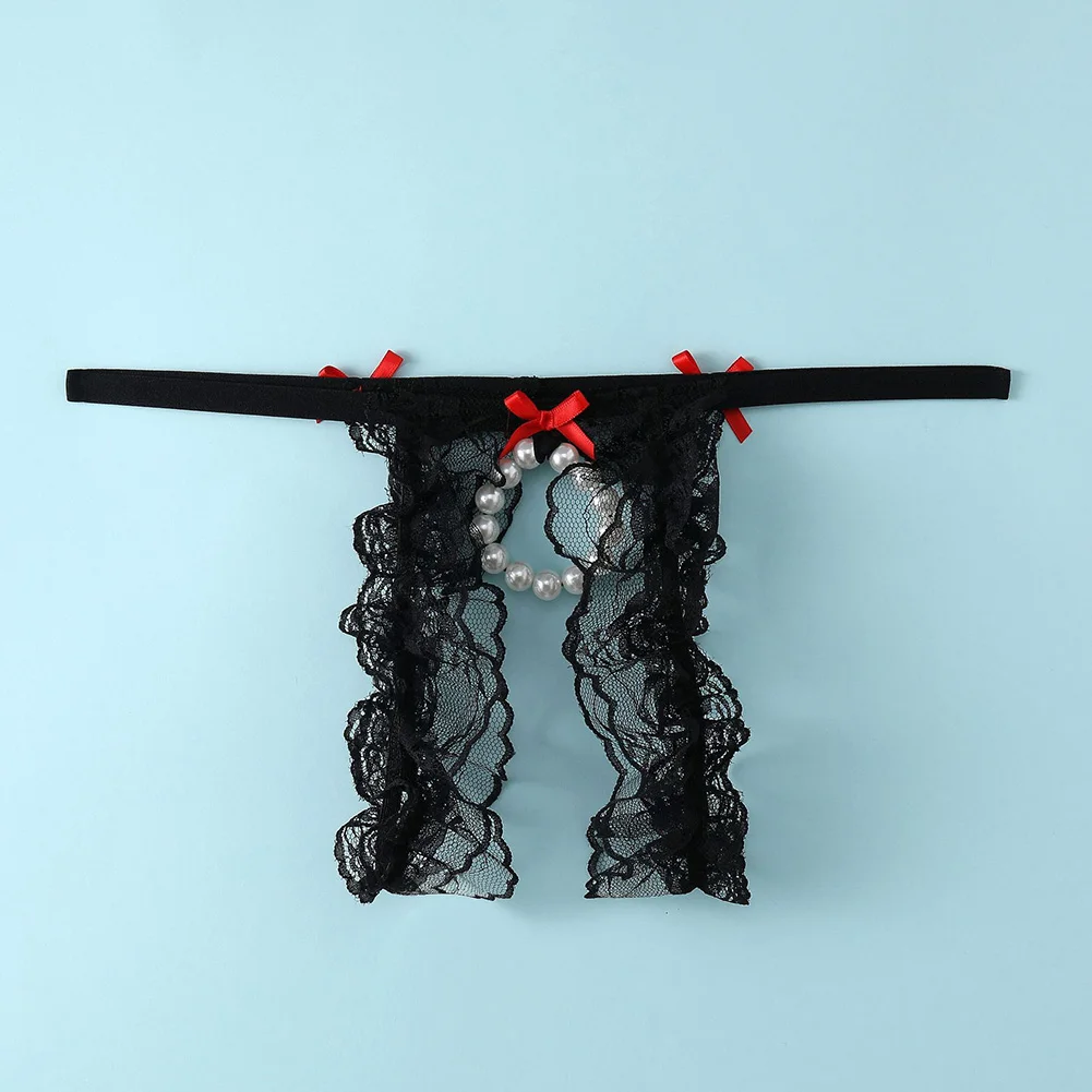

Men's Low Waist Lingerie Hole Gay Sissy Pouch Briefs Erotic Underwear Lace Sexy Panties Male Solid Underpants G-string Thong