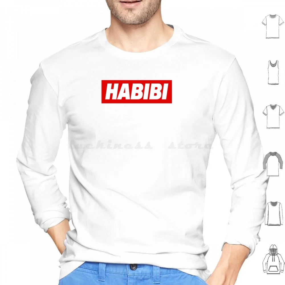 Habibi Hoodie Cotton Long Sleeve Habibi Love Cute Funny Heart Darling Darling In Arabic Arabic Quackity Yalla Habibi Arab