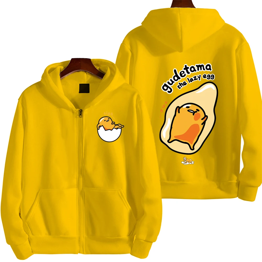 Gudetama The Lazy Egg Men Zipper Hoodie Cartoon Anime 2024 New Fashion Women Sweatshirt Spring Autumn Couple Jacket Coat Clothes