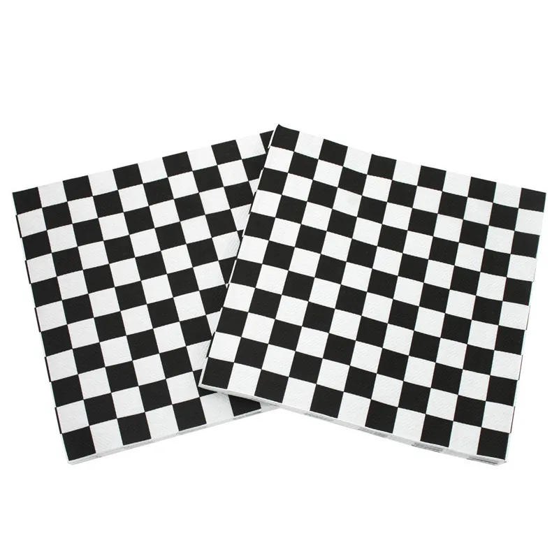 

20Pcs/Pack 33x33cm Classic Black White Plaid Printed Napkin Cocktail Birthday Party Decoration Handmade Paper Cuttings