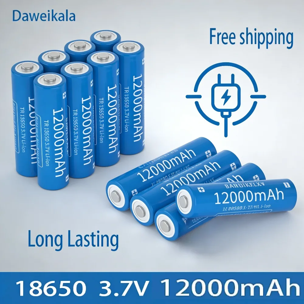 

High Capacity 18650 Rechargeable Battery 3.7V 12000mAh 2023 New for Flashlights Torches & Headlamps