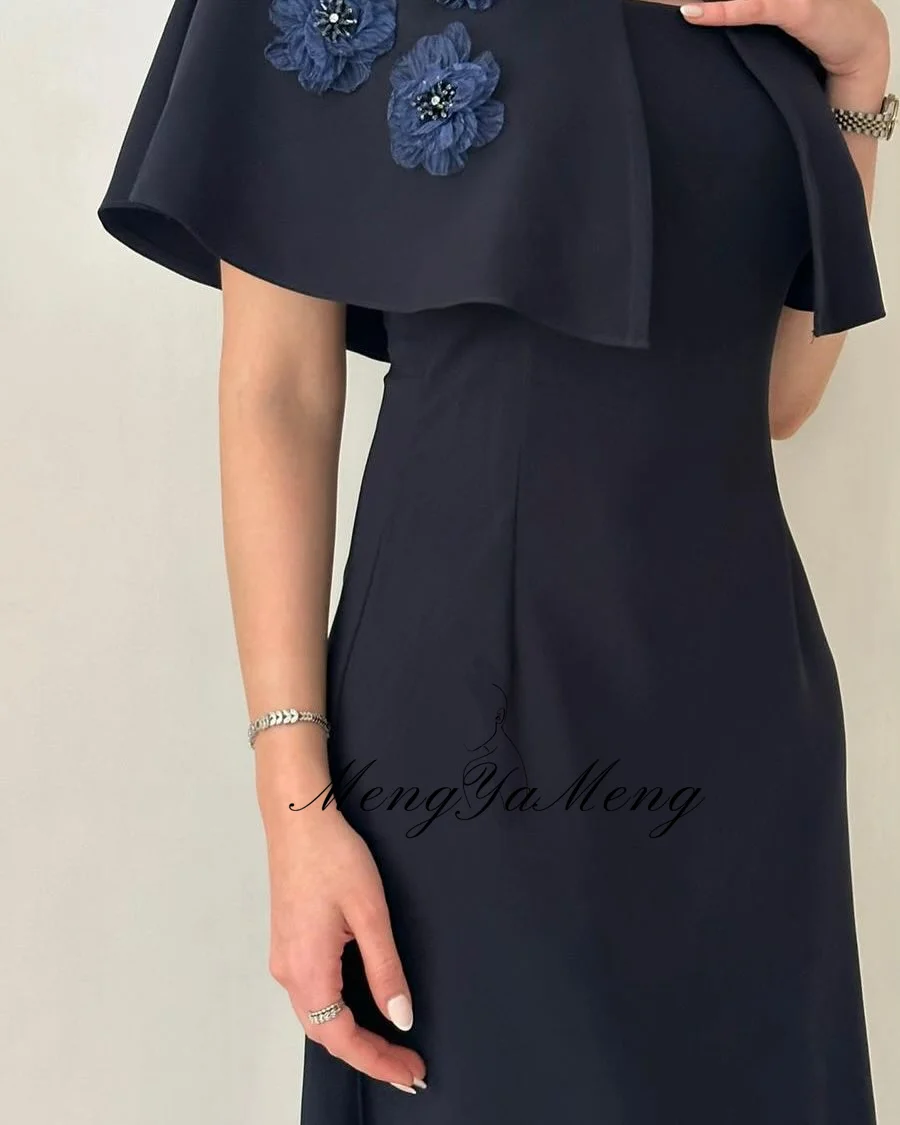 ZHUISHU Abiti da festa eleganti da donna per invitati al matrimonio Abito da ballo semi-sirena con scialle a mantella Abito da sera personalizzato con fiori 3D