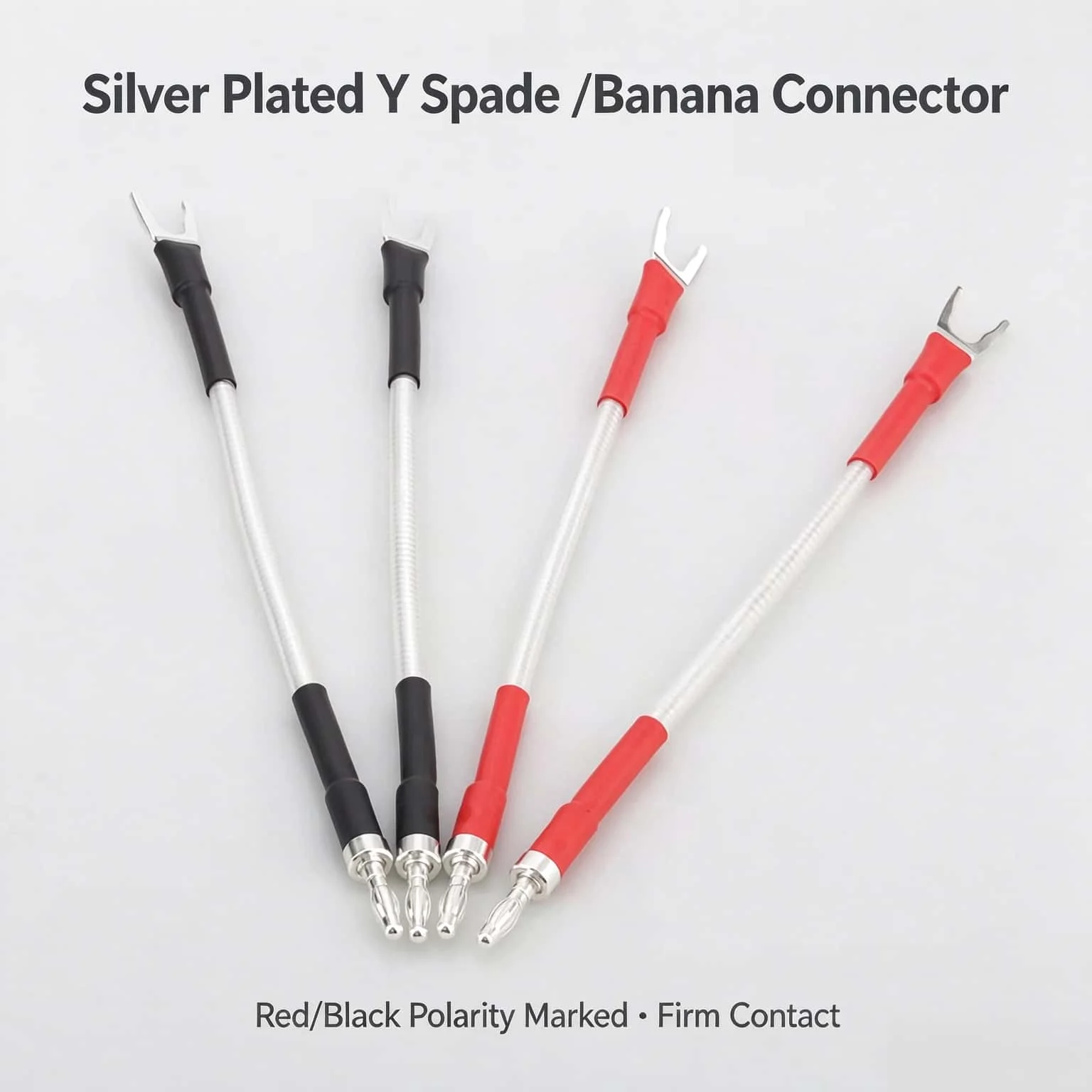 4PCS Speaker Jumper Cable Bi-Wire Bridge Silver Plated OCC Y Spade Banana Plug Audio Wire 10 15 20 25cm for Amplifier
