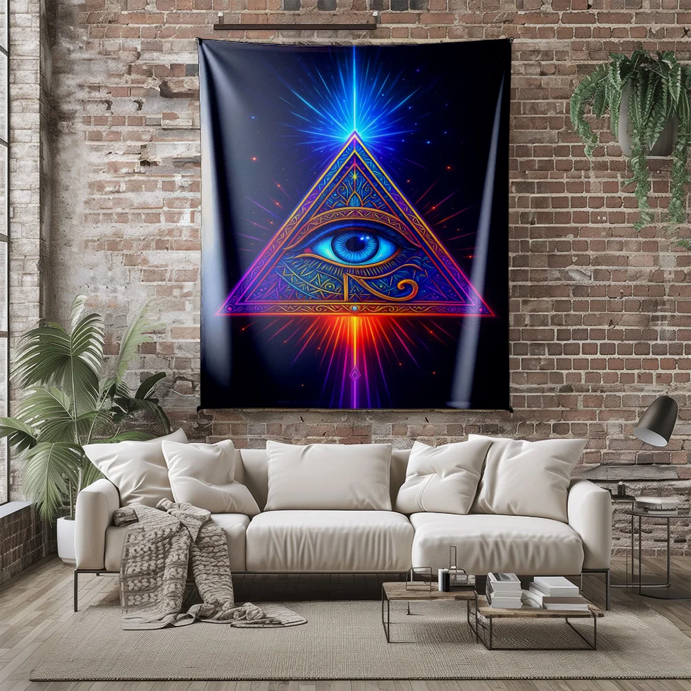 Eye of Providence Tapestry Illuminati Triangle Wall Hanging Psychedelic Boho Decor for Bedroom Living Room Hippie Woven Blanket
