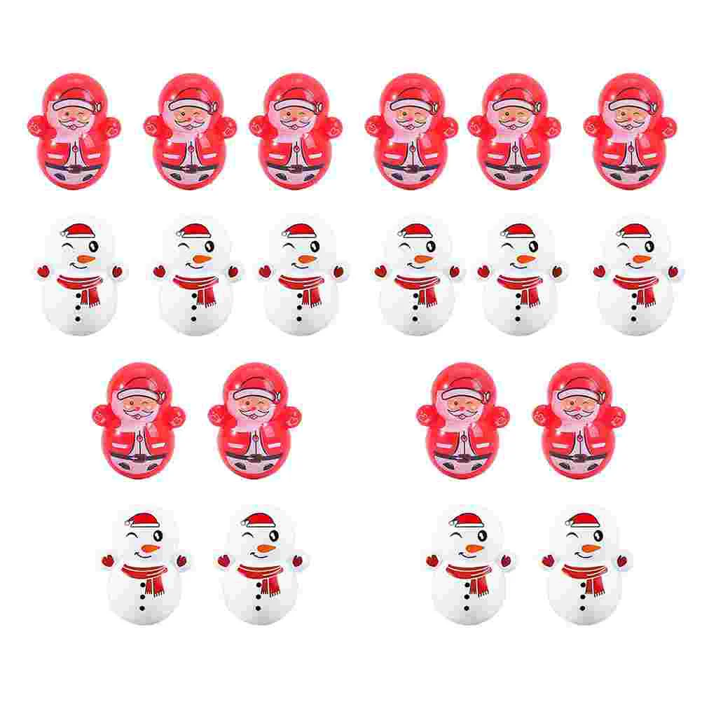 60 Pcs Tumbler Xmas Toys Christmas Cartoon Pattern Kids Interesting Children Plastic Desktop Ornaments Sto