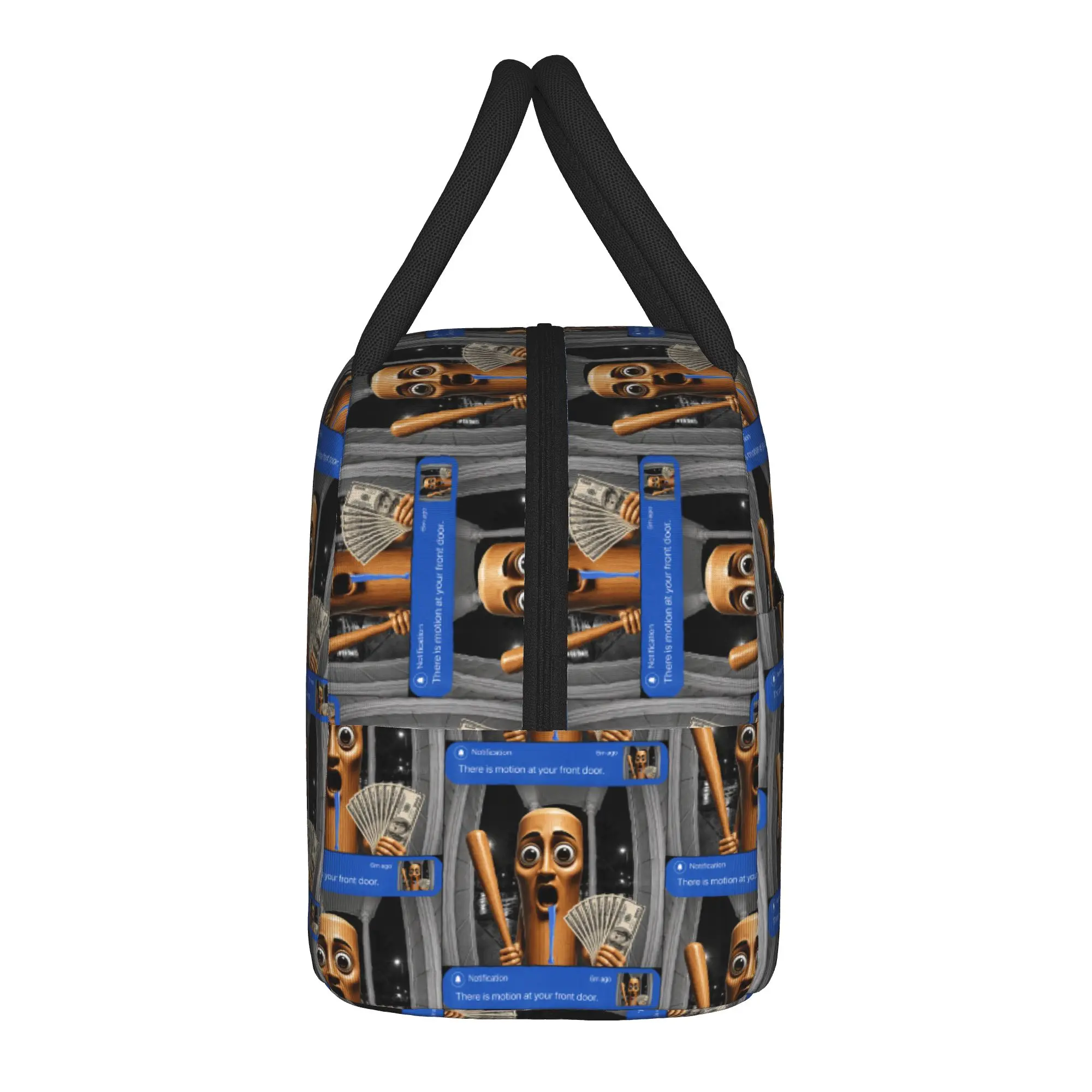 There is Motion at Your Front Tung Sahur Drooling Money Lunch Bag  Print Lunch Box Leisure Cooler Bag Portable Tote Food Bags