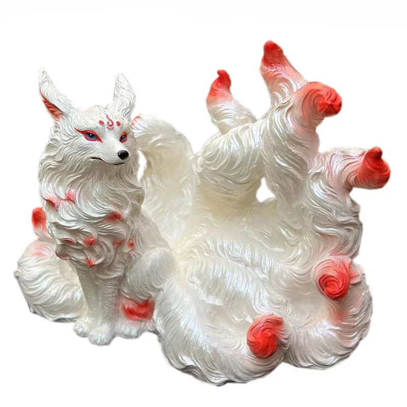 

Nine-tailed Fox Ornament Resin Animal Statue Little Fox Figurine Crafts Desk Ornament Home Decoration Accessories Birthday Gift