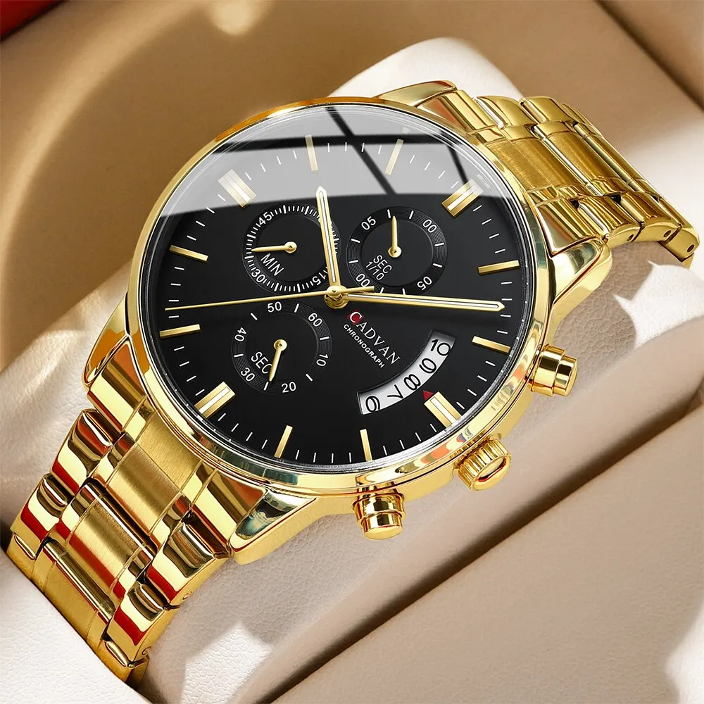 CADVAN Mens 시계 최고 브랜드 명품 유명 남성 시계 패션 캐주얼 크로노 그래프 군사 쿼츠 손목 시계 Relogio Masculino