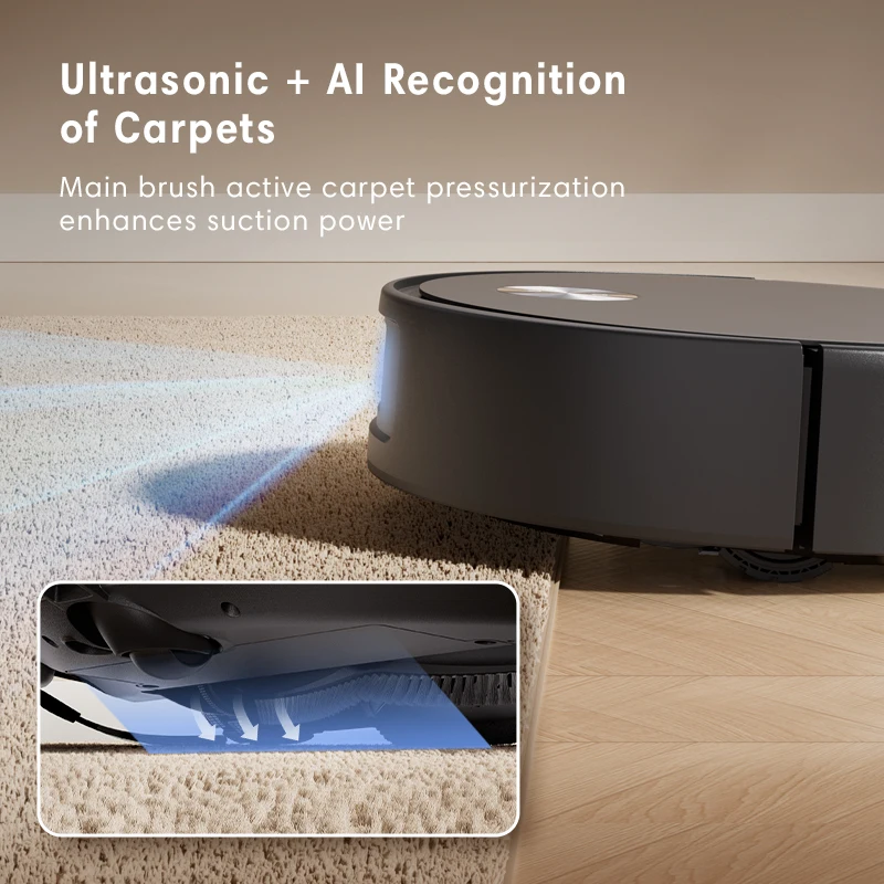 Ultrasonic AI Recognition Carpet Pressurization 3.5cm Obstacle Climbing 30000Pa Suction Smart Navigation Robot Vacuum Cleaner