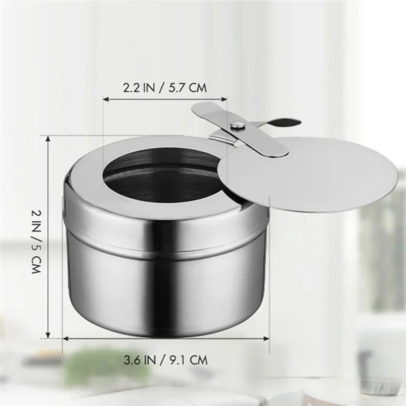 

AT63-Fuel Holders With Covers, 12-Pack Stainless Steel For Chafing Dish Fuel Holders, Ideal For Barbecue, Bar And Buffet Table U