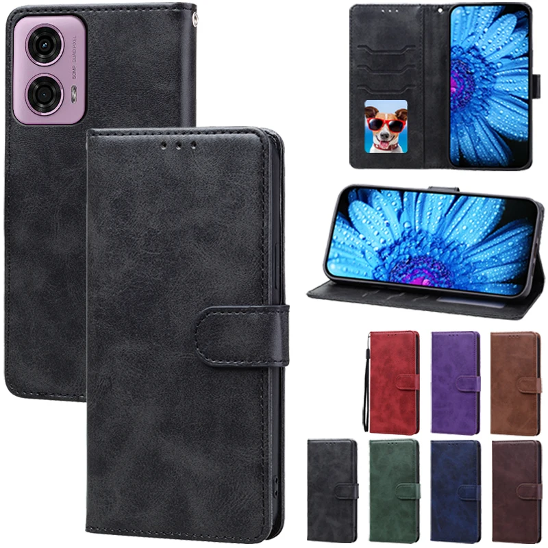 For Motorola G24 Power Case Silicone Leather Flip Wallet Case For Moto G24 Soft Silicone Cover Moto G24 Power Phone Case Fundas