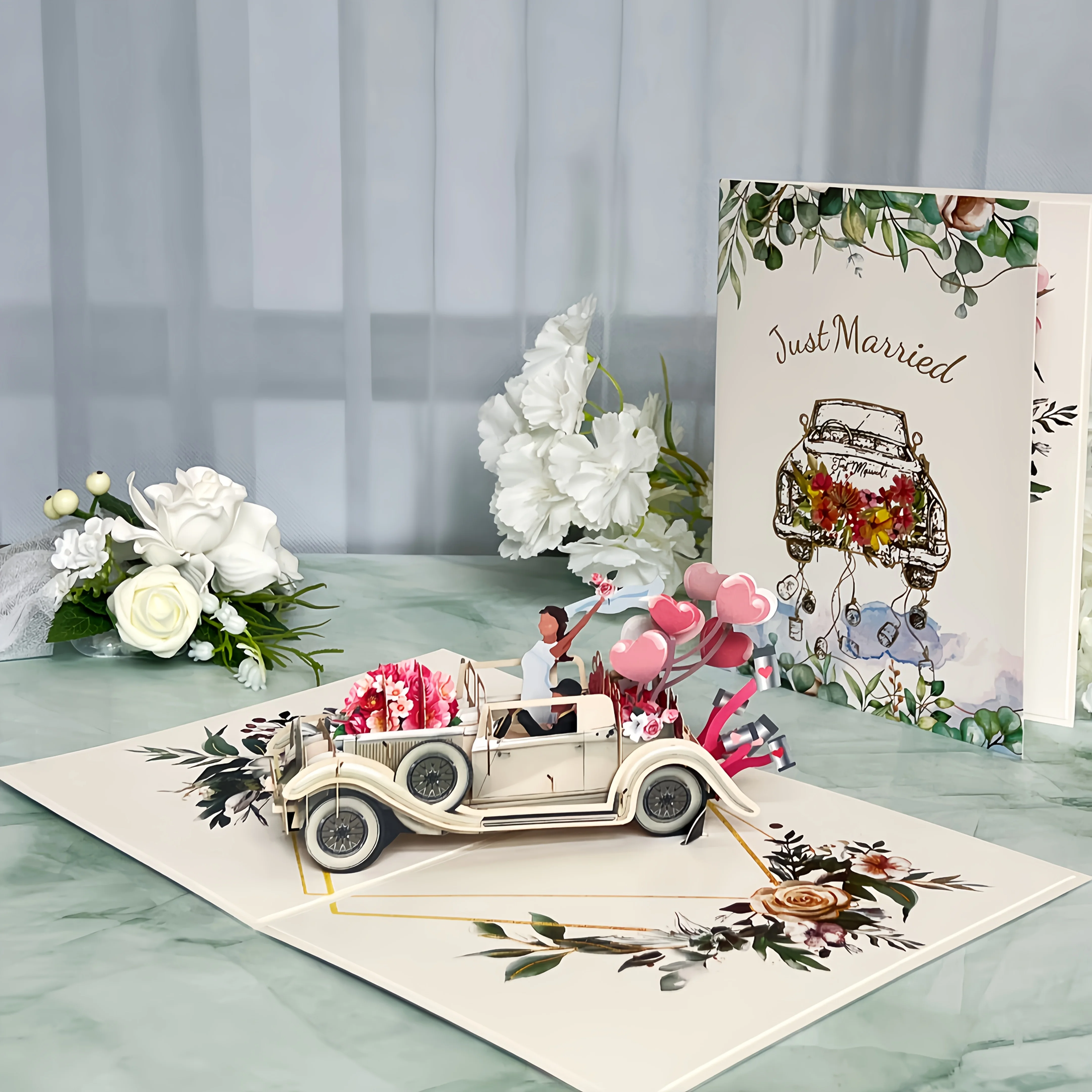 1 Stück Pop-Up-Grußkarte, handgefertigt, geeignet für verschiedene Anlässe wie Valentinstag, Hochzeiten, Verlobungen und Brautpartys