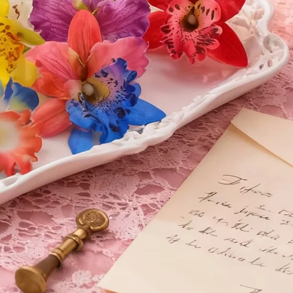 

50/100pcs Cheap Artificial Flower Home Room Valentine Day Wedding Wreath Decora DIY Gifts Candy Boxs Silks Fake Butterfly Orchid