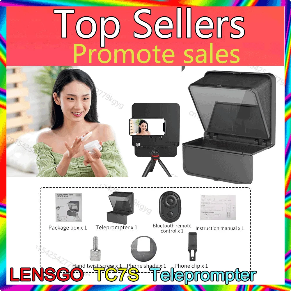 LENSGO TC7S Teleprompter Portable Inscriber Mobile Teleprompter for Tablet SmartPhone For Video Recording With Remote Control