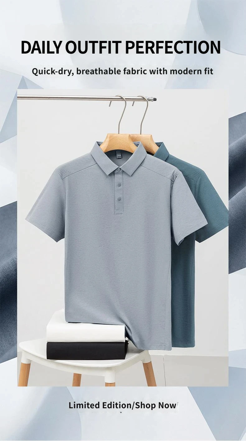 2026 New Men's Polo Shirt Short Sleeve, Stain-Resistant, Easy to Remove Stains, UV Resistant, Moisture-Wicking Men's T-Shirt