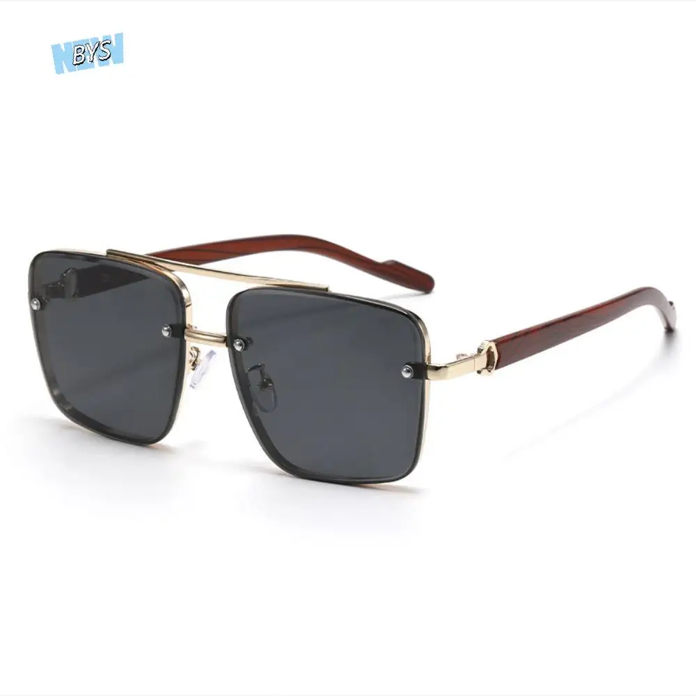 

Trendy Lightweight Double-bar Sunnies Eyewear Alloy Unisex Polarizing Lens Sunglasses HD PC Anti-UV Plain Glasses Summer