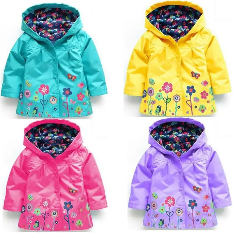 Primavera autunno ragazzi ragazze cappotto floreale manica lunga giacca antivento giacca a vento vestiti bambini giacca impermeabile con cappuccio