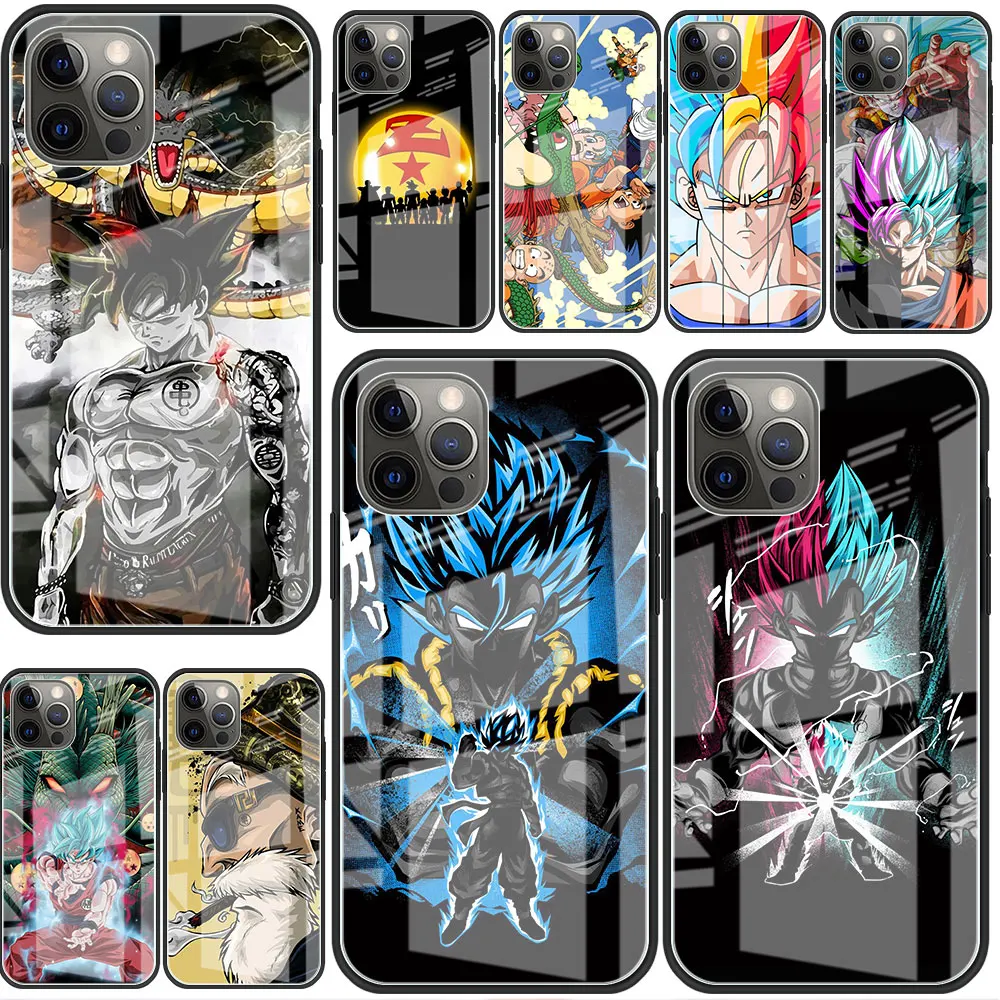 Glass Case For Apple iPhone 14 13 Pro 11 12 7 8 Plus SE 2022 XR X XS Max 6 6S Tempered Phone Cover  Dragon -Ball