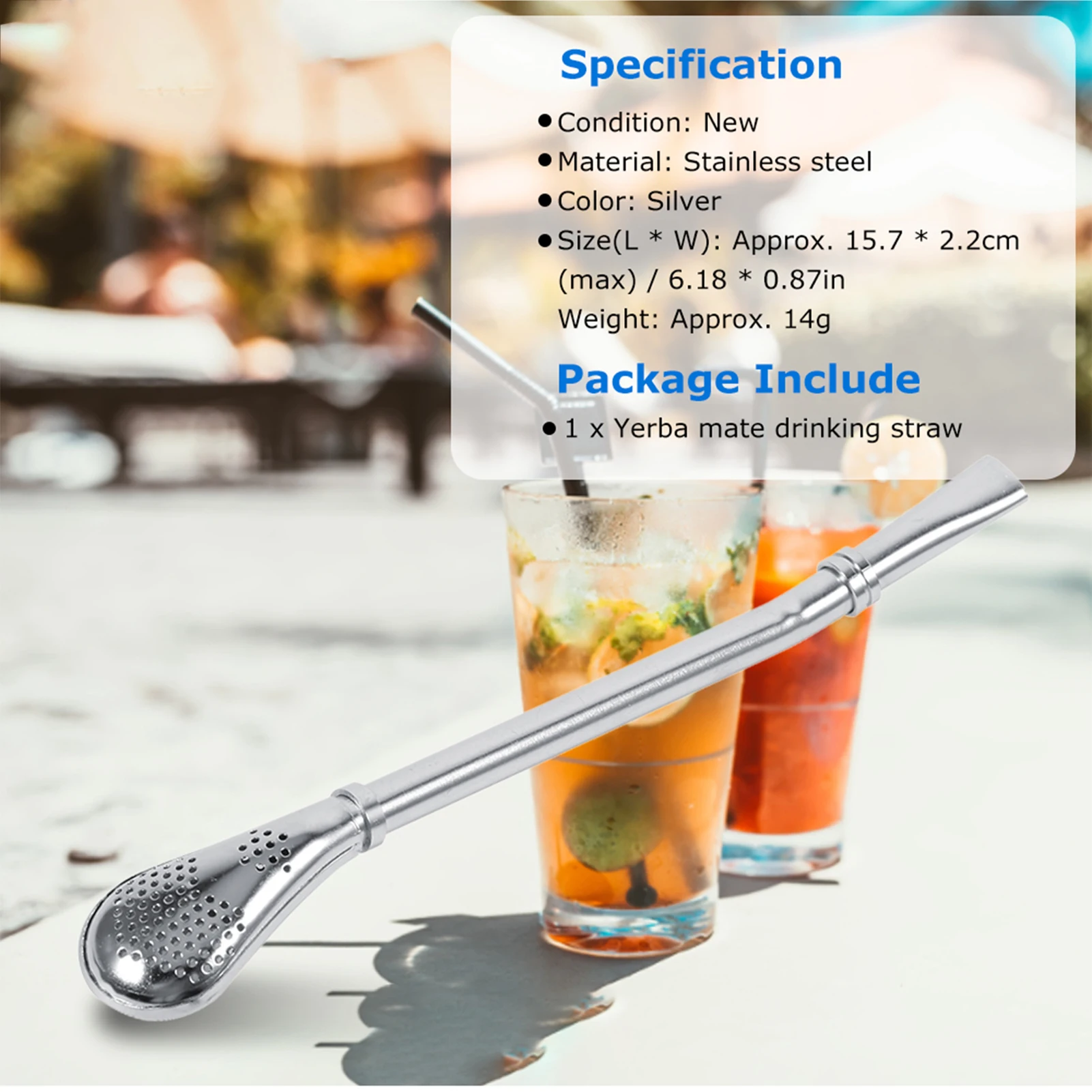 Stainless Steel Bombilla Easy To Clean Comfortable Angled Stainless Steel Yerba Mate Drinking Straw for Hotel for Family
