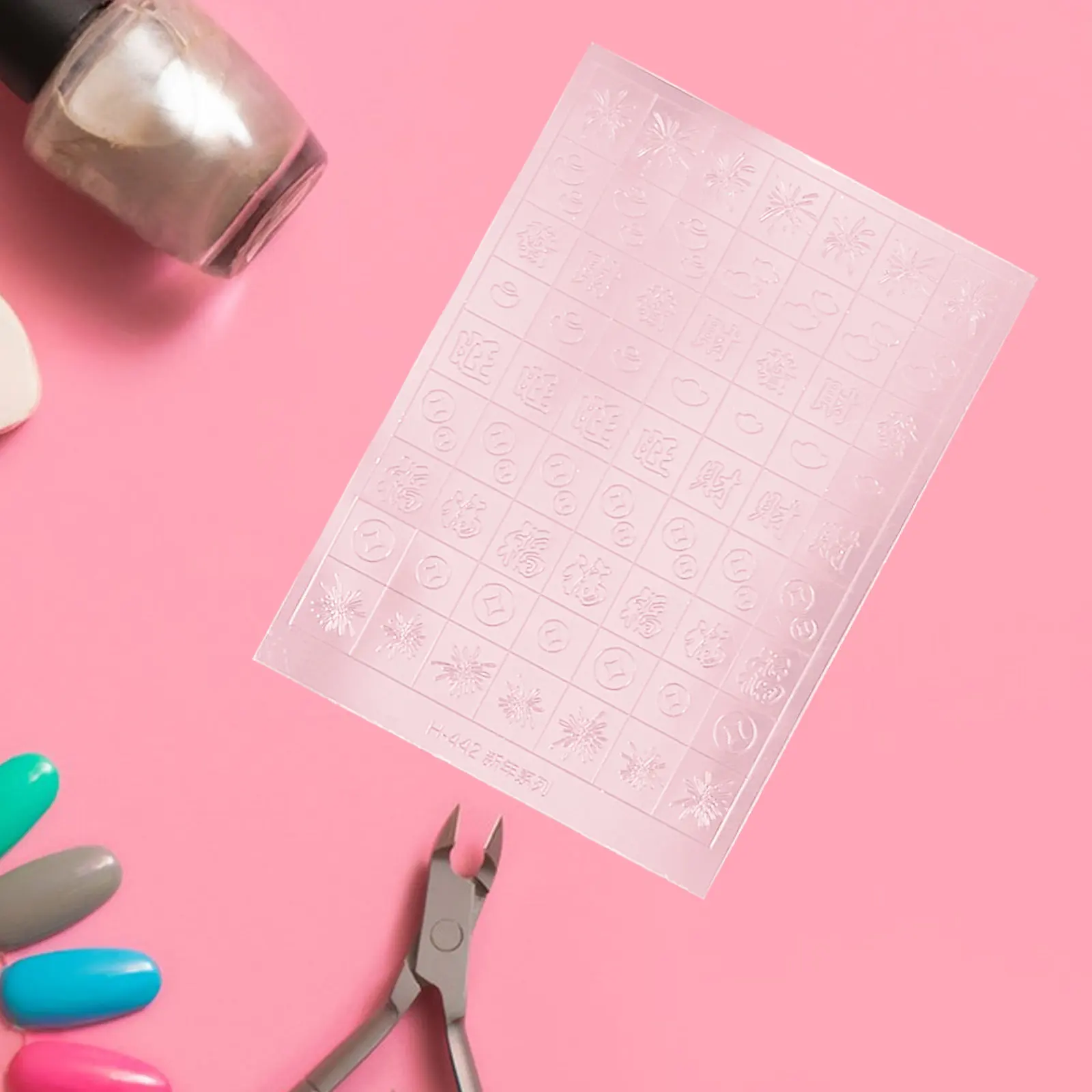 

12Pcs Nail Art Stickers Hollow Chinese New Year Patterns Self Adhesive DIY Decals Holiday Nail Template Designs Manicure Sticker