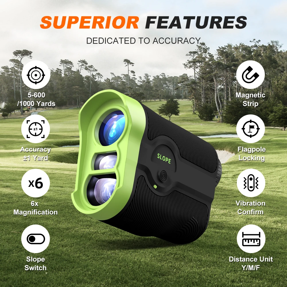 Imagem -02 - Rangefinder Nohawk Golf com Slope Switch Range Finder Golfe Magnético Alta Precisão Bloqueio de Bandeira Vibração Foco Rápido Novo
