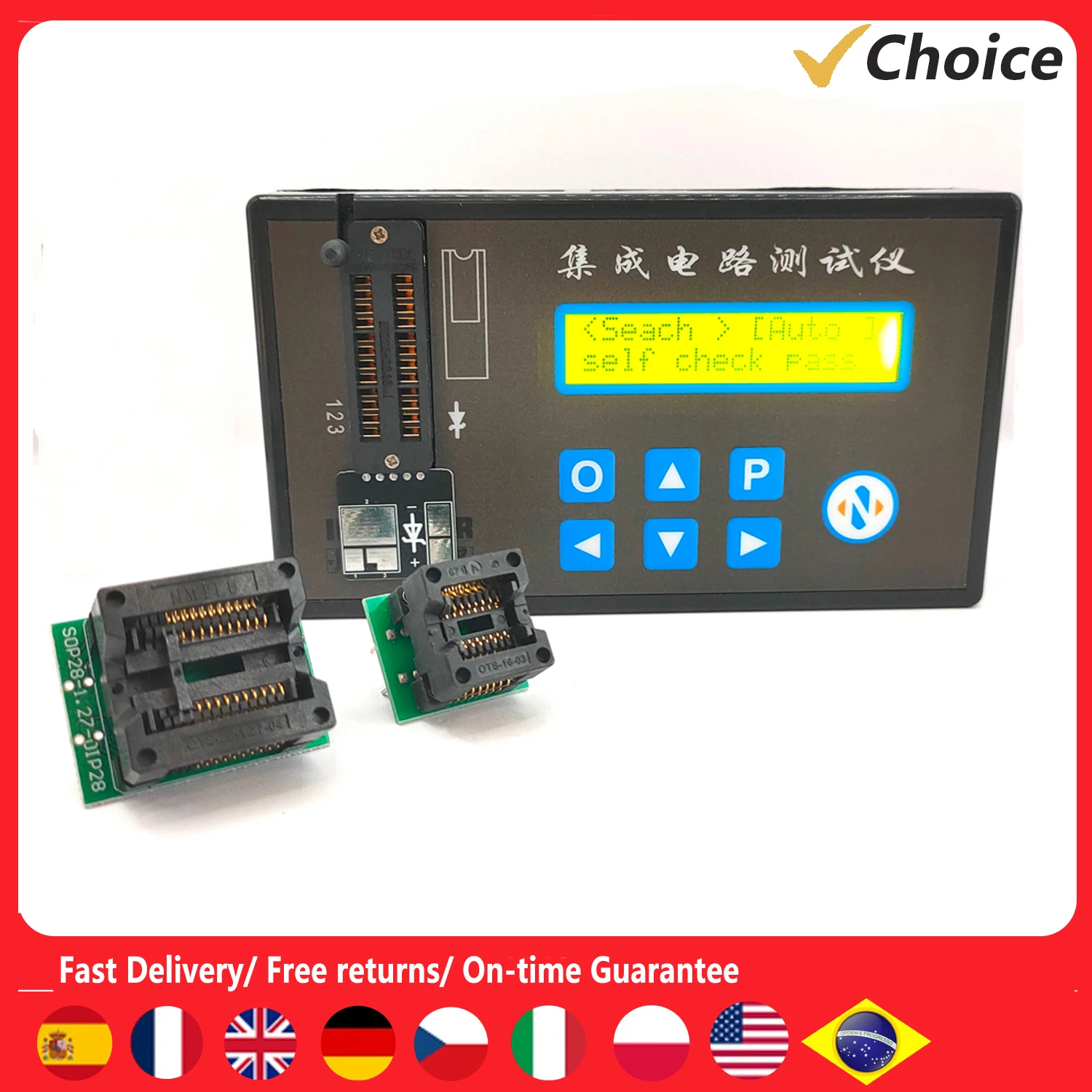 Handheld Rechargeable LED Integrated Circuit Tester Multifunction Transistor Diode Triode Digital Transistor Integrated Detector