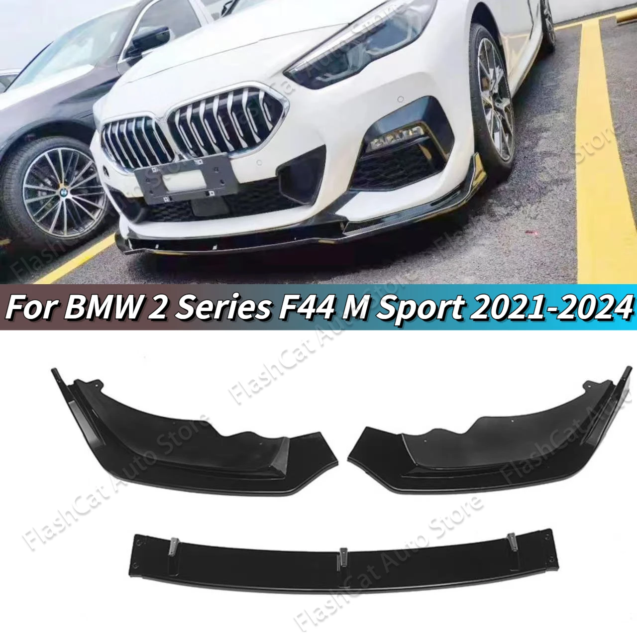 F44 Diffuser Guard BodyKit MP Style Car Front Bumper Lip Spoiler Splitter For BMW 2 Series F44 M Sport 220i 228i M235i 2021-2024