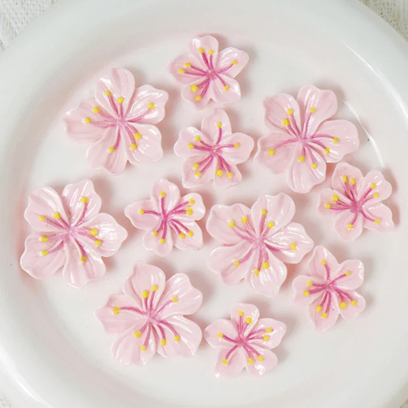 10/100PCS Flowers Cherry Rose Resin Accessories Patch Scrapbook DIY Resin Crafts Jewelry Hairpin Headrope Decoration Crafts