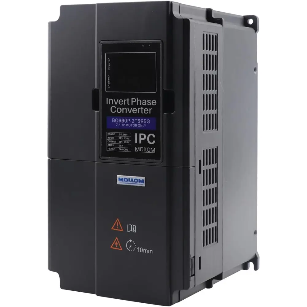 

Преобразователь фаз 5.5 кВт 220В (однофазный в трехфазный) - 7.5 л.с. 25А, вход/выход для однофазного или трехфазного двигателя