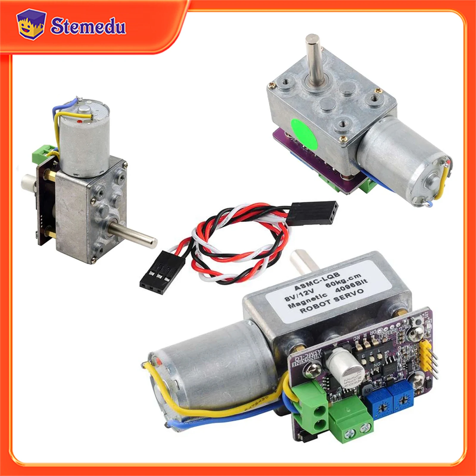 

ASMC-LQB 60 кг сервопривод 360 градусов магнитный энкодер червячная передача снижение отключения питания самоблокирующийся сервопривод для управления клапаном рычага робота DIY