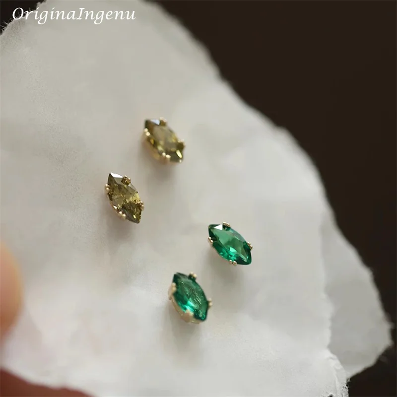 

Solid 9K Gold Emerald Gemstone Earrings Dainty Zircon Earrings 9k Gold Vintage Jewelry Minimalist Tarnish Resistan Fine Jewelry