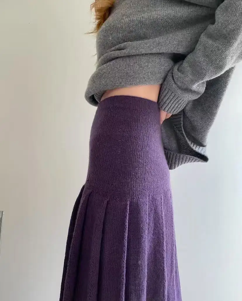 High waisted slimming versatile temperament retro pleated skirt for women, fashionable small stature, A-line Korean version view 2